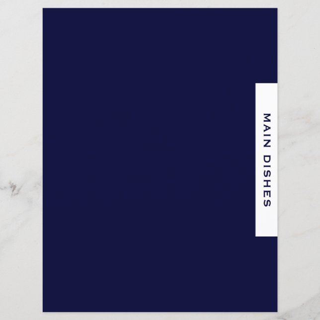 Recipe Divider | Main Dishes | Simple Navy & White (Front)