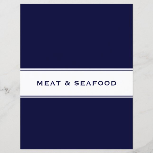 Recipe Divider | Navy & White | Meat & Seafood (Front)
