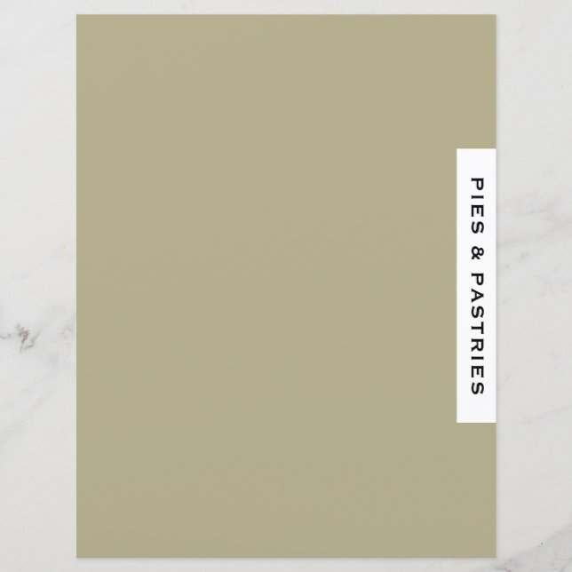 Recipe Divider | Pie & Pastry | Sage Black & White (Front)