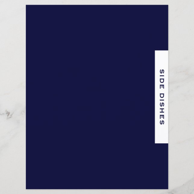 Recipe Divider | Side Dishes | Simple Navy & White (Front)