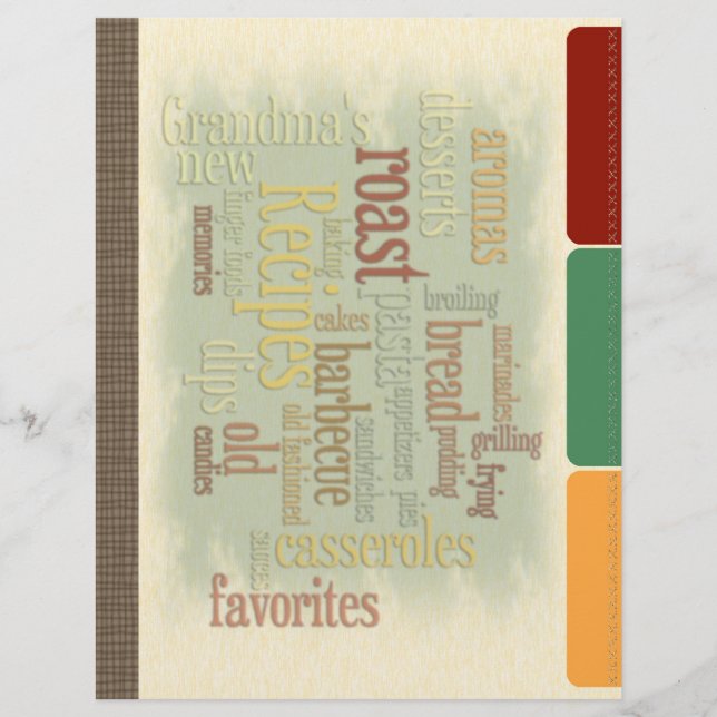 Recipe Dividers with Faux Tabs for Recipe Binder (Front)
