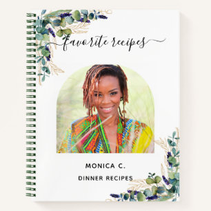 Recipe eucalyptus greenery gold photo elegant notebook