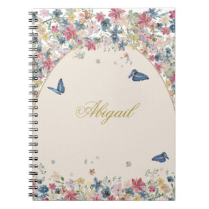 Recipe Field Flowers Butterfly Elegant Notebook