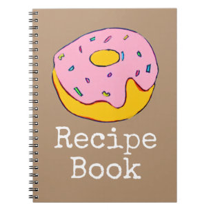 Recipe food pink doughnut food art notebook