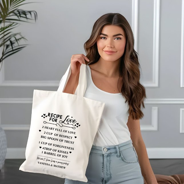 Recipe for a Happy Marriage, Bridal Shower Gift Tote Bag (Creator Uploaded)
