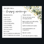 Recipe for a Happy Marriage Newlyweds Eucalyptus Poster<br><div class="desc">Click on "Edit design" to personalise or modify the layout (change wording,  font colour,  font style).
** Please see the full collection for matching invitation,  bridal shower games,  tags and sign available**</div>