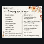 Recipe for a Happy Marriage Newlyweds Wildflowers Poster<br><div class="desc">Click on "Edit design" to personalise or modify the layout (change wording,  font colour,  font style).
** Please see the full collection for matching invitation,  bridal shower games,  tags and sign available**</div>