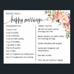 Recipe for a happy marriage sign wedding gift pink<br><div class="desc">Click on "Edit design" to personalise or modify the layout (change wording,  font colour,  font style).
** Please see the full collection for matching invitation,  bridal shower games,  tags and sign available**</div>