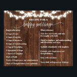 Recipe for a Happy Marriage Sign Western Wedding<br><div class="desc">Click on "Edit design" to personalise or modify the layout (font colour,  font style,  move or remove elements  *Happy Marriage words are not editable but colour can be changed),   ** Please see the full collection for matching designs available**</div>