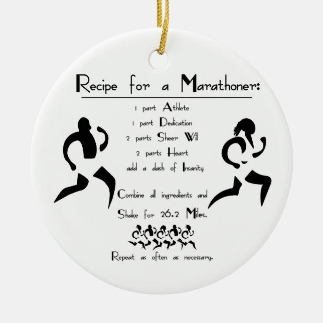 Recipe for a Marathoner Ceramic Tree Decoration (Front)