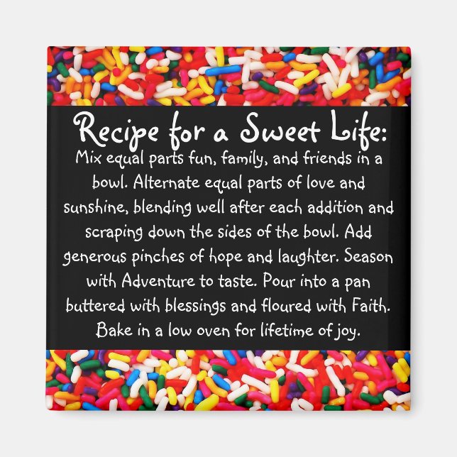 Recipe for a Sweet Life Magnet (Front)