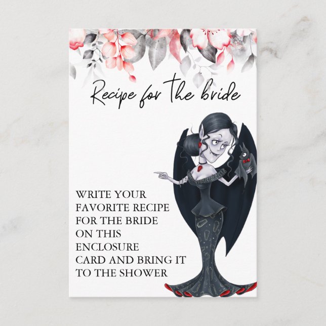 Recipe for bride Bridal Shower Autumn Halloween Enclosure Card (Front)