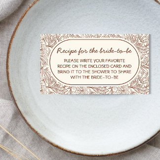 Recipe For Bride Floral Brown Handwritten Enclosure Card