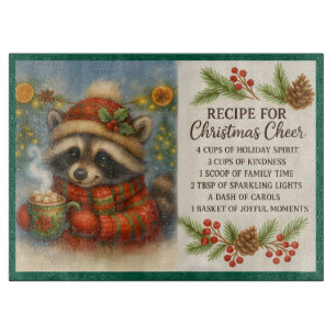 Recipe for Christmas Cheer with a Winter Racoon  Cutting Board
