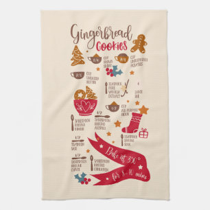 Recipe for Gingerbread Cookies Tea Towel