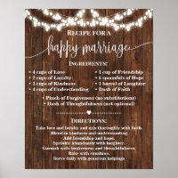 Recipe for Happy Marriage Wedding Country Gift