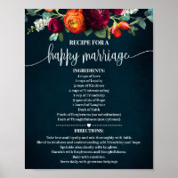 Recipe for Happy Marriage Wedding Gift Wine Navy