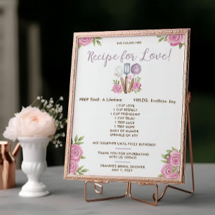 Recipe for Love Bridal Shower Favour Cards