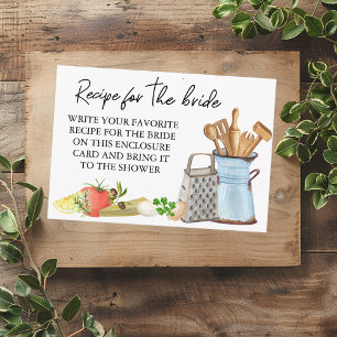 Recipe for the bride Bridal Shower Watercolor  Enclosure Card