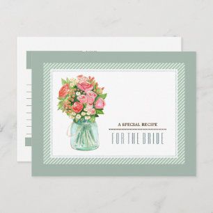 Recipe for the Bride. Mason Jar Floral Wedding Postcard