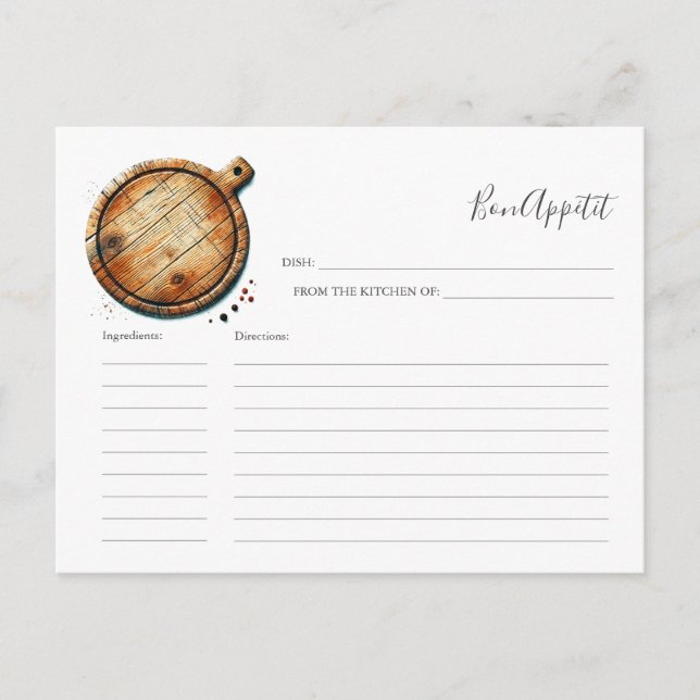 Recipe for the Bride Recipe Card Cutting Board (Front)