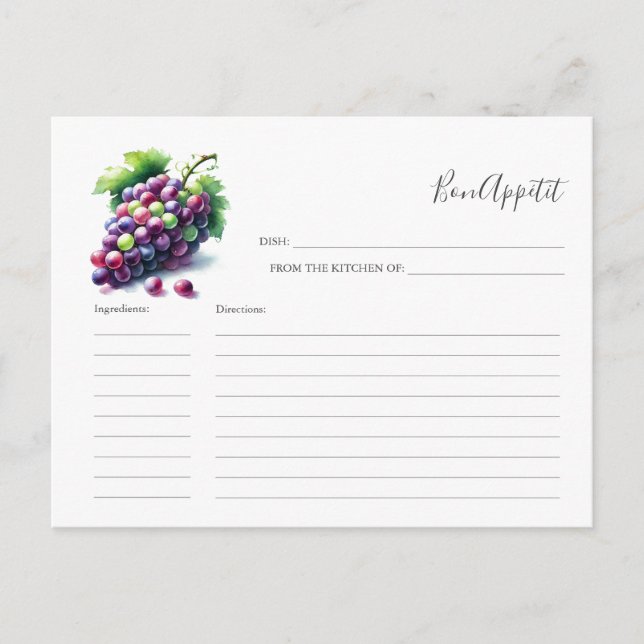 Recipe for the Bride Recipe Card Fruit (Front)