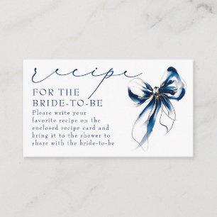 Recipe for the bride-to-be Blue Bow Request Enclosure Card