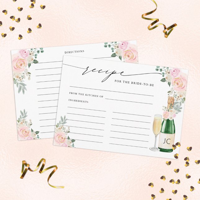 Recipe for The Bride To Be Champagne Floral Enclosure Card (Creator Uploaded)