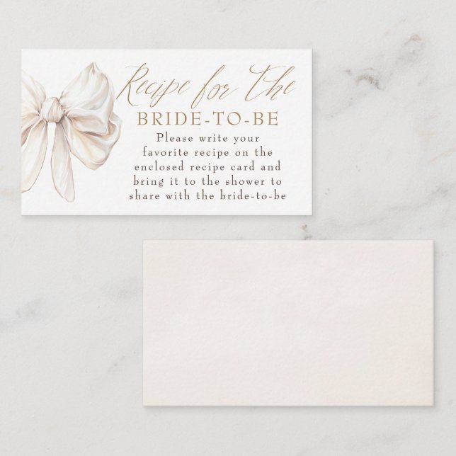 Recipe for the bride-to-be Chic Bow Request  Enclosure Card (Front/Back)