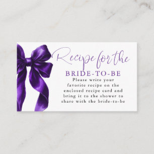 Recipe for the bride-to-be Purple Bow Request Enclosure Card