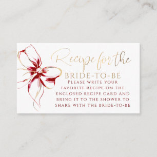 Recipe for the bride-to-be Red Bow Request Enclosure Card