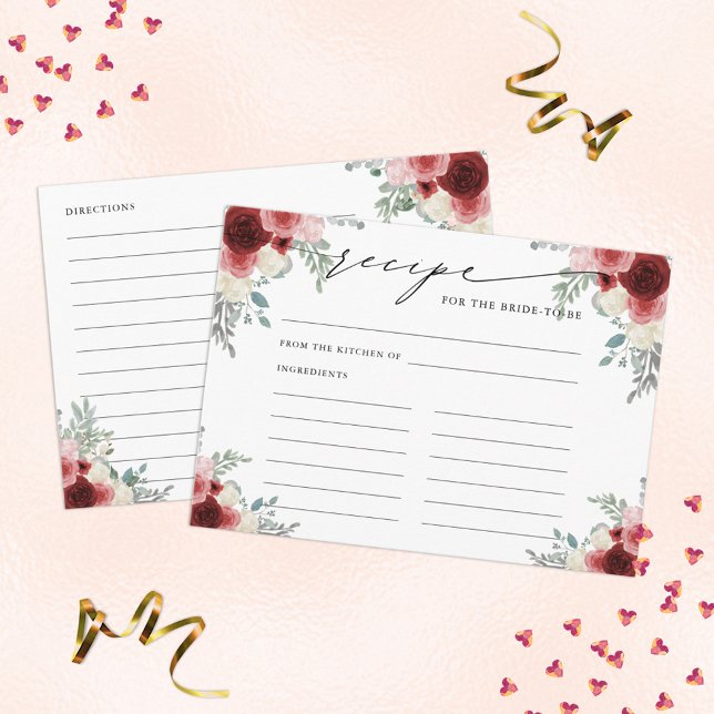 Recipe for The Bride To Be Red Wine Floral Enclosure Card (Creator Uploaded)