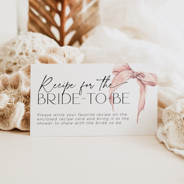 Recipe for the bride-to-be request with pink bow enclosure card (Creator Uploaded)