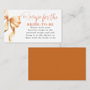 Recipe for the bride-to-be Terracotta Bow Request  Enclosure Card