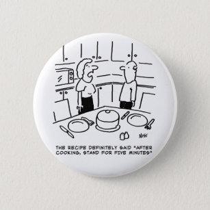 Recipe Instructions Followed Cooking in a Kitchen 6 Cm Round Badge
