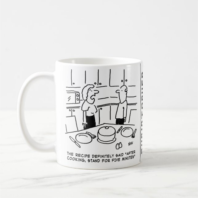 Recipe Instructions Followed Cooking in a Kitchen Coffee Mug (Left)