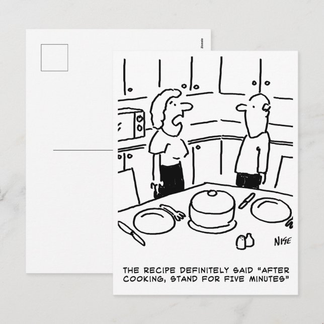 Recipe Instructions Followed Cooking in a Kitchen Holiday Postcard (Front/Back)
