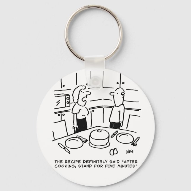 Recipe Instructions Followed Cooking in a Kitchen Key Ring (Front)