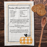 Recipe keepsake autumn plaid orange pumpkin white  tea towel<br><div class="desc">Type in your own recipe or keep grandma's cookies recipe.
Create your own Recipe keepsake Christmas cookies red green plaid. Our Personalised products are great gifts for any reason.</div>