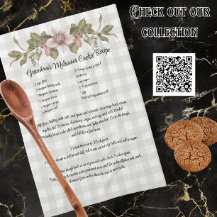 Recipe Keepsake Christmas Cookies Farmhouse Floral Tea Towel