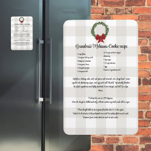 Recipe Keepsake Christmas Cookies red green plaid  Magnet