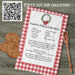 Recipe Keepsake Christmas Cookies Red Plaid Green  Tea Towel<br><div class="desc">Type in your own recipe or keep grandma's cookies recipe. Create your own Recipe Keepsake Christmas Cookies Red plaid Green Wreath with Bow. Red and White Buffalo Plaid. Recipe Template kitchen towel. Type in your own recipe or keep my grandma's cookie recipe. Create your own Recipe kitchen keepsake. Our Personalised...</div>
