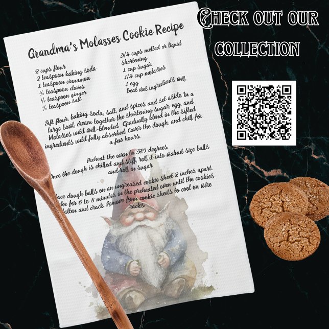 Recipe keepsake Christmas Gnome Red Hat Tea Towel (Creator Uploaded)