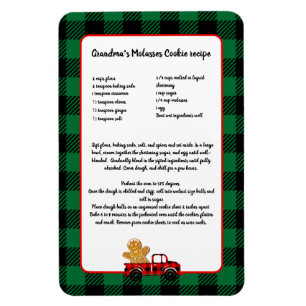 Recipe keepsake Christmas Truck Green Black Plaid  Magnet