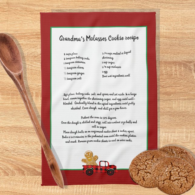 Recipe keepsake Christmas Truck Red Black Plaid  Tea Towel (Creator Uploaded)