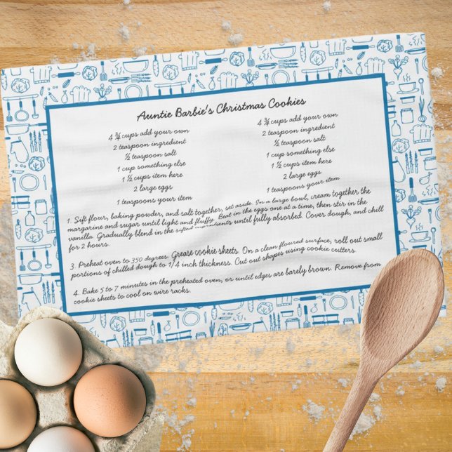 Recipe Keepsake Country Blue Kitchen Tea Towel (Creator Uploaded)