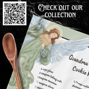 Recipe Keepsake Merry Christmas Angel Cookies Tea Towel