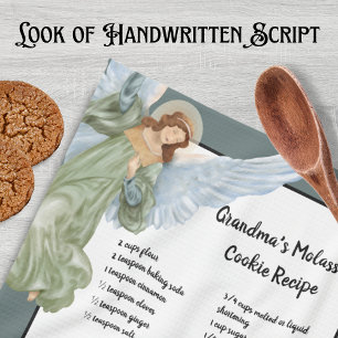 Recipe Keepsake Merry Christmas Angel Cookies Tea Towel