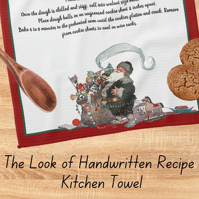 Recipe Keepsake Red  Christmas Vintage Santa Tea Towel (Creator Uploaded)