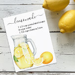 Recipe  Lemonade Drink Watercolor Lemons  Postcard<br><div class="desc">This design may be personalised in the area provided by changing the photo and/or text. Or it can be customised by clicking Personalise this Template and then choosing the click to customise further option and delete or change the colour of the background, add text, change the text colour or style,...</div>